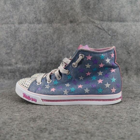 Skechers Shoes Kids 2 Sneakers Twinkle Toes High Top Active Stars Light Up Girls - Picture 4 of 14